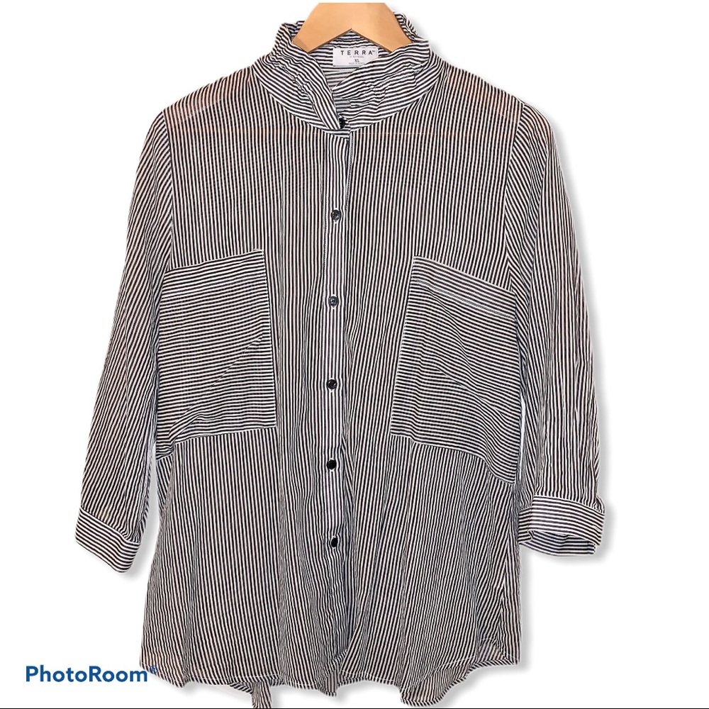 TERRA SJ Apparel Striped Button Down Blouse